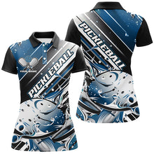 Load image into Gallery viewer, Custom Ladies Pickleball Polo Shirts, Black And Blue Pickleball Outfit Pickleball Shirts IPHW6931