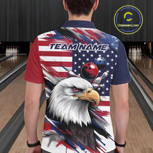 Load image into Gallery viewer, Custom Patriotic Eagle Bowling Shirts For Men, US Flag Bowling League Team Shirt IPHW9476