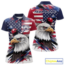 Load image into Gallery viewer, Custom Patriotic Eagle Bowling Shirts For Women, US Flag Bowling League Team Shirt IPHW9476