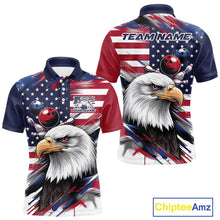 Load image into Gallery viewer, Custom Patriotic Eagle Bowling Shirts For Men, US Flag Bowling League Team Shirt IPHW9476