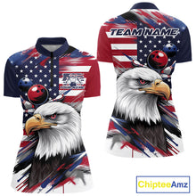 Load image into Gallery viewer, Custom Patriotic Eagle Bowling Shirts For Women, US Flag Bowling League Team Shirt IPHW9476