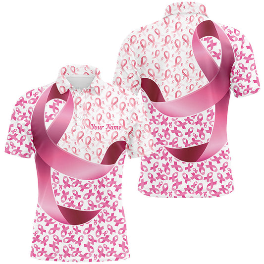 Custom Breast Cancer Pink Ribbon Pattern Polo Shirts For Men And Women, Outdoor Outfits IPHW7127