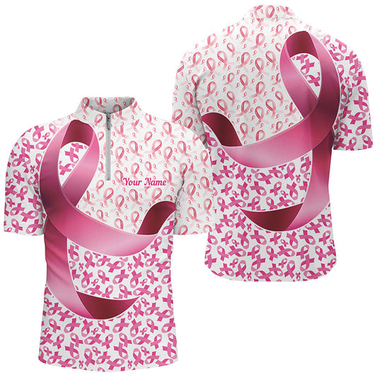 Custom Breast Cancer Pink Ribbon Pattern Polo Shirts For Men And Women, Outdoor Outfits IPHW7127