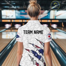 Load image into Gallery viewer, Custom Ohio Flag Bowling Team Polo Shirts For Women, Ohio Bowling League Shirt IPHW9835