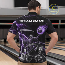 Load image into Gallery viewer, Custom Purple Lightning Grim Reaper Skull Bowling Men Quarter-Zip Shirt, Halloween Outfit IPHW9849