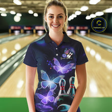 Load image into Gallery viewer, Custom Butterfly Bowling Polo Shirts For Women, Bowling Team Shirt With Butterflies IPHW8147