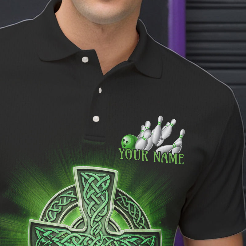 Custom Celtic Cross Faith Bowling Polo Team Shirts For Men, Bowlers Outfits IPHW8577