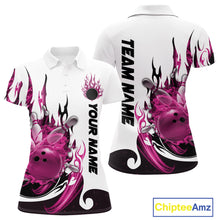 Load image into Gallery viewer, Custom Pink Flame Bowling Team Jerseys, Bowling League Polo Shirt For Women IPHW10726