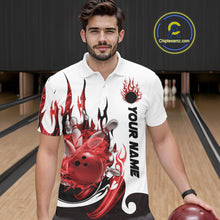 Load image into Gallery viewer, Custom Red Flame Bowling Team Jerseys, Bowling League Polo Shirt For Men IPHW10727