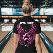 Load image into Gallery viewer, Custom Pink Lightning Bowling Ball With Wings Bowling Women Team Shirt, Bowling Jerseys IPHW10731