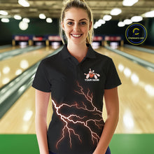 Load image into Gallery viewer, Custom Orange Lightning Bowling Ball With Wings Bowling Women Team Shirt, Bowling Jerseys IPHW10733