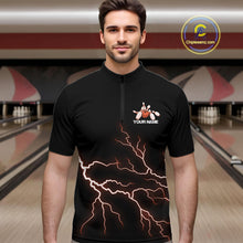 Load image into Gallery viewer, Custom Orange Lightning Bowling Ball With Wings Bowling Men Team Shirt, Bowling Jerseys IPHW10733