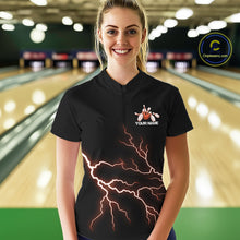 Load image into Gallery viewer, Custom Orange Lightning Bowling Ball With Wings Bowling Women Team Shirt, Bowling Jersey IPHW10733
