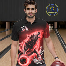 Load image into Gallery viewer, Red Flame Wolf Custom Bowling Team Shirt For Men, Fire Wolf Bowling Jerseys IPHW10735