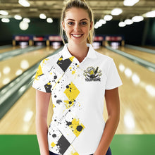 Load image into Gallery viewer, Yellow Argyle Pattern Custom Funny Bowling And Beer Team Polo Shirts For Women IPHW8889