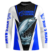 Load image into Gallery viewer, Custom Chinook King Salmon Fishing Jerseys, Salmon Long Sleeve Performance Fishing Shirts | Blue IPHW6406