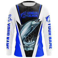 Load image into Gallery viewer, Custom Chinook King Salmon Fishing Jerseys, Salmon Long Sleeve Performance Fishing Shirts | Blue IPHW6406