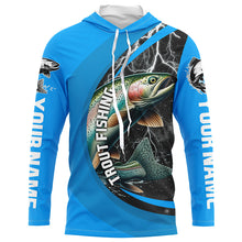 Load image into Gallery viewer, Custom Rainbow Trout Fishing Jerseys, Trout Fly Fishing Long Sleeve Tournament Shirts |Water Blue IPHW6421