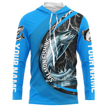 Load image into Gallery viewer, Custom Chinook Salmon Fishing Jerseys, King Salmon Fishing Long Sleeve Performance Shirt |Water Blue IPHW6423