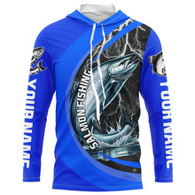 Load image into Gallery viewer, Custom Chinook Salmon Fishing Jerseys, King Salmon Fishing Long Sleeve Performance Shirt |Royal Blue IPHW6424