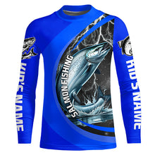 Load image into Gallery viewer, Custom Chinook Salmon Fishing Jerseys, King Salmon Fishing Long Sleeve Performance Shirt |Royal Blue IPHW6424