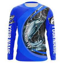 Load image into Gallery viewer, Custom Chinook Salmon Fishing Jerseys, King Salmon Fishing Long Sleeve Performance Shirt |Royal Blue IPHW6424