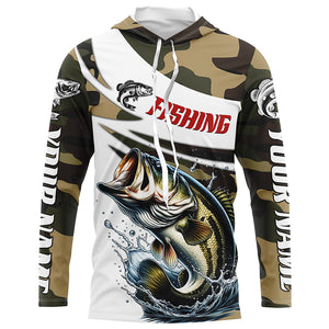 Custom Bass Long Sleeve Fishing Shirts, Personalized Bass Fishing Jerseys Camouflage IPHW6795