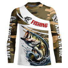 Load image into Gallery viewer, Custom Bass Long Sleeve Fishing Shirts, Personalized Bass Fishing Jerseys Camouflage IPHW6796