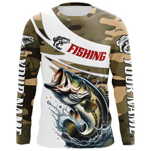 Load image into Gallery viewer, Custom Bass Long Sleeve Fishing Shirts, Personalized Bass Fishing Jerseys Camouflage IPHW6796