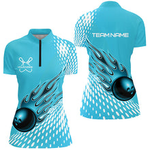 Load image into Gallery viewer, Personalized Flame Bowling Shirts For Women, Bowling Ball Custom Bowling Team Shirt IPHW4977