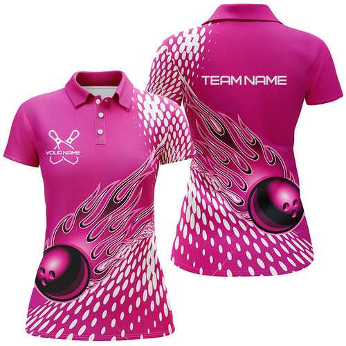 Personalized Flame Bowling Shirts For Women, Bowling Ball Custom Bowling Team Shirt IPHW4978