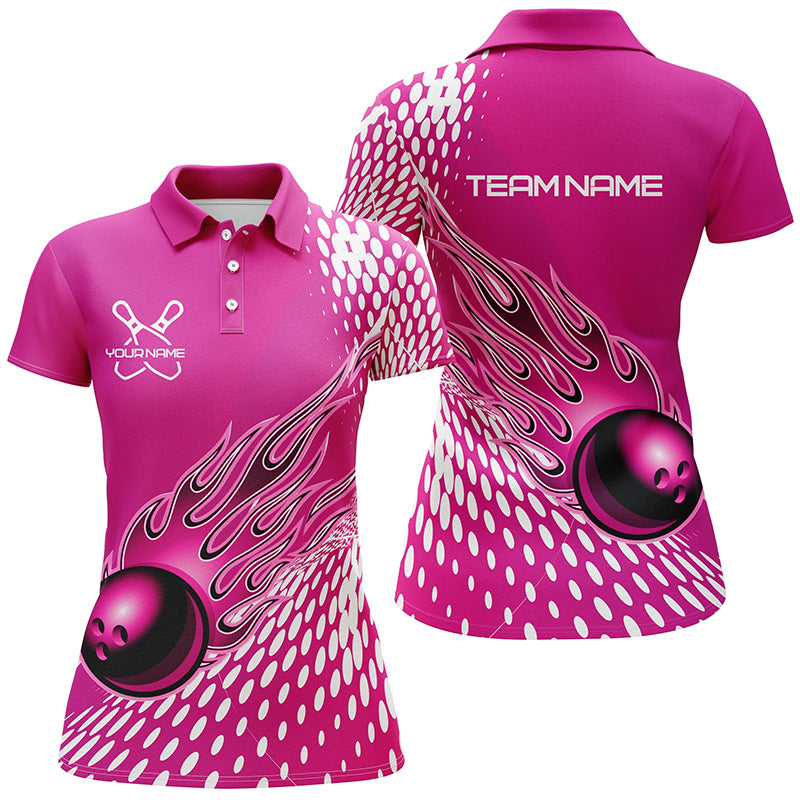Personalized Flame Bowling Shirts For Women, Bowling Ball Custom Bowling Team Shirt IPHW4978