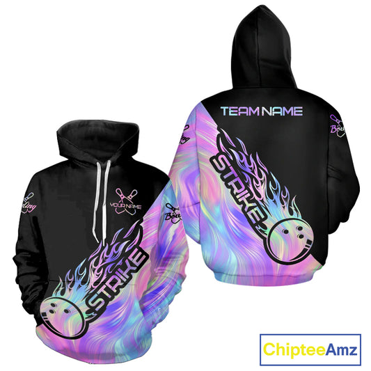 Strike Bowling Hoodie Shirts For Men And Women, Custom Hologram Bowling Team Shirts Bowler Outfit IPHW5242