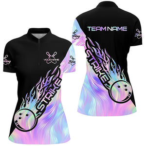 Strike Bowling Polo Shirts For Women, Custom Bowling Team Shirts Bowler Outfit IPHW5242