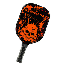 Load image into Gallery viewer, Black And Orange Flame Skull Custom Pickleball Paddle, Halloween Pickleball Paddles Gifts IPHW7463