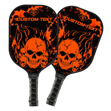 Load image into Gallery viewer, Black And Orange Flame Skull Custom Pickleball Paddle, Halloween Pickleball Paddles Gifts IPHW7463