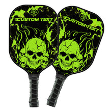 Load image into Gallery viewer, Black And Green Flame Skull Custom Pickleball Paddle, Halloween Pickleball Paddles Gifts IPHW7465
