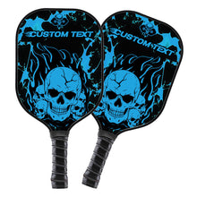 Load image into Gallery viewer, Black And Blue Flame Skull Custom Pickleball Paddle, Halloween Pickleball Paddles Gifts IPHW7466