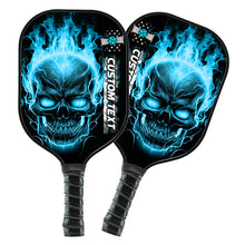 Load image into Gallery viewer, Custom Blue Flame Skull Pickleball Paddle Halloween Pickleball Gifts, Patriotic Pickleball Paddles IPHW7467