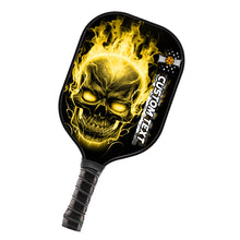 Load image into Gallery viewer, Custom Yellow Flame Skull Pickleball Paddle Halloween Pickleball Gifts, Patriotic Pickleball Paddles IPHW7468