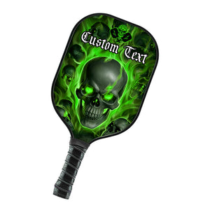 Green Flame Skull Custom Halloween Pickleball Paddle For Men And Women, Team Pickleball Paddles Halloween Gifts IPHW7483