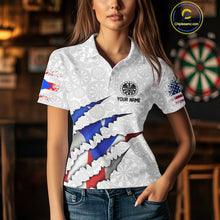 Load image into Gallery viewer, Custom Puerto Rico American Flag Dart Team Polo Shirt For Women, Patriotic Dart Jerseys IPHW10022