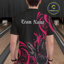 Load image into Gallery viewer, Custom Black And Pink Tribal Flame Bowling Men Shirts, Bowling League Shirt Team Jerseys IPHW10737