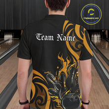 Load image into Gallery viewer, Custom Black And Yellow Tribal Flame Bowling Men Shirt, Bowling League Shirt Team Jerseys IPHW10739