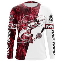 Load image into Gallery viewer, Walleye Fishing Red Camo Custom Long Sleeve Fishing Shirts, Walleye Tournament Fishing Jerseys IPHW6062