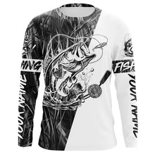 Load image into Gallery viewer, Custom Bass Fishing Tattoo Gray Camo Long Sleeve Tournament Fishing Shirts, Bass Fishing Jerseys IPHW6078