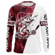 Load image into Gallery viewer, Custom Bass Fishing Tattoo Red Camo Long Sleeve Tournament Fishing Shirts, Bass Fishing Jerseys IPHW6079