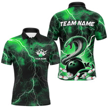Load image into Gallery viewer, Green Thunder Lightning Custom Cobra Snake Bowling Polo Shirts For Men, Bowling Team Shirt IPHW8896