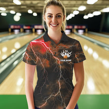 Load image into Gallery viewer, Orange Thunder Lightning Custom Cobra Snake Bowling Women Polo Shirts, Bowling Team Shirt IPHW8897