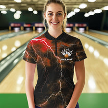 Load image into Gallery viewer, Orange Thunder Lightning Custom Cobra Snake Bowling Women Quarter-Zip Shirts, Team Shirt IPHW8897